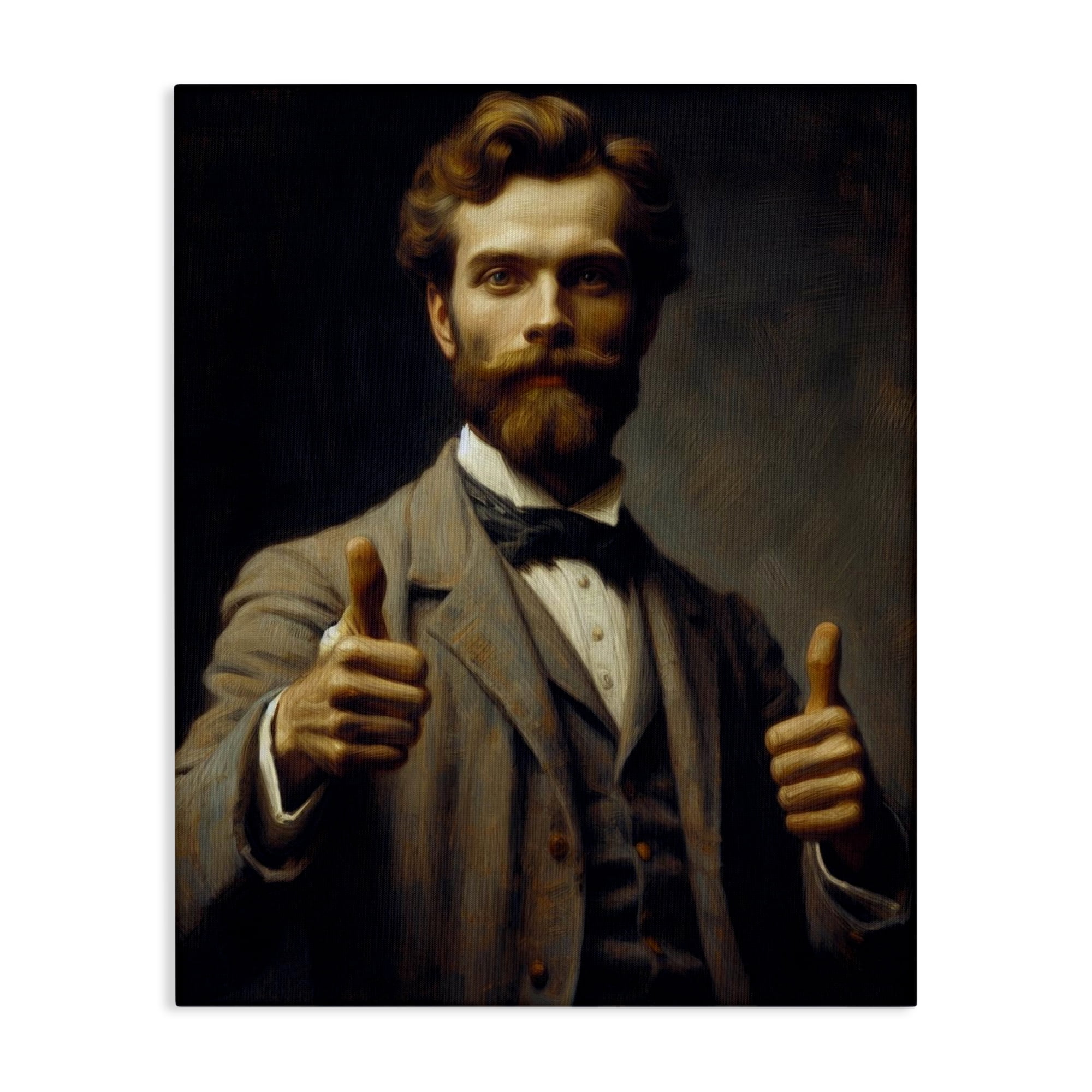 Funny Thumbs Up Gentleman Canvas Wall Art, design by Lettered and Lined