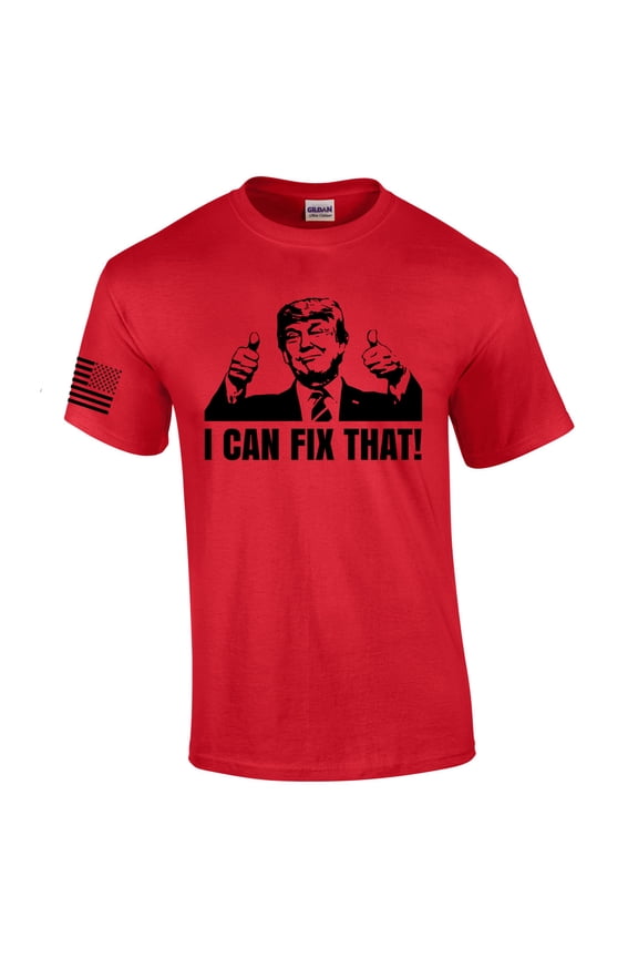 Funny Thumbs Up I Can Fix That American Flag Sleeve Mens Short Sleeve T-shirt Graphic Tee-Red-medium