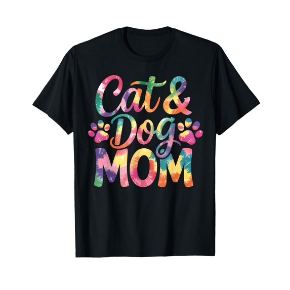 Funny Tie Dye Cat & Dog Mom T-Shirt for Pet Lovers - Perfect Gift for Mother's Day