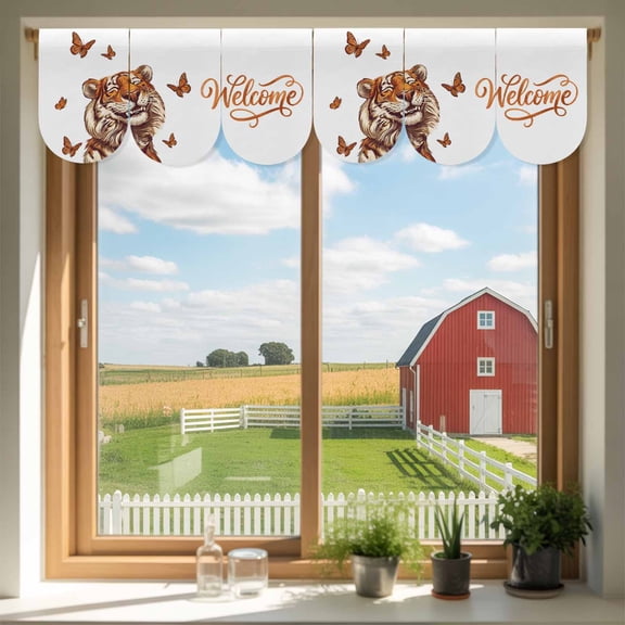 Funny Tiger Butterfly Door Banner Cartoon Summer Animal Small Scalloped Hanging Banner for Door, Hanging Flag Backdrop Decoration for Wall Window Party 3pcs, 8 x 12 Inch