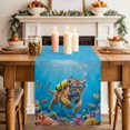 thumbnail image 1 of Funny Tiger Diving Table Runner, Seafloor Corals Fish Oceans Modern Cotton Linen Kitchen Table Decoration Washable Dining Tabletop Runners for Home Party Decor 14x72 Inches, 1 of 9