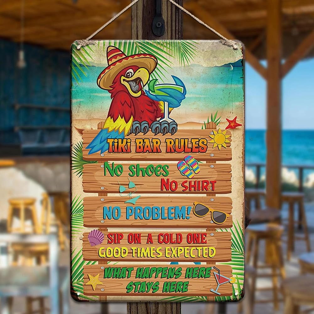 Large Crazy Tiki Bar Lounge 3D Tin Sign Beach Party Luau Coastal Home Wall Decor Large Crazy Tiki Bar Lounge 3D Tin Sign Beach Party Luau Coastal Home Wall Decor
