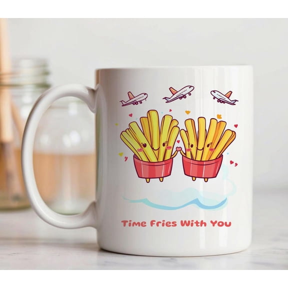 Funny 'Time Fries With You' Ceramic Coffee Mug - Foodie Gift