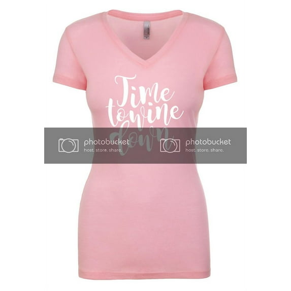 Funny Time to Wine Down Ladies Perfect Sporty V-Neck Short Sleeve T-shirt-Light Pink-XXL