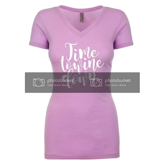 Funny Time to Wine Down Ladies Perfect Sporty V-Neck Short Sleeve T-shirt-Lilac-Large