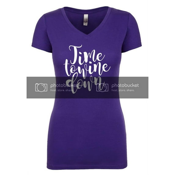 Funny Time to Wine Down Ladies Perfect Sporty V-Neck Short Sleeve T-shirt-Purple Rush-XL