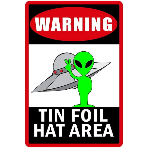 Funny Tin Sign Foil Hat Area No Rust Full Metal Man Cave Garage Home Sports Bar Pub Decor 12x8 In
