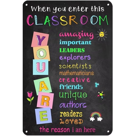 Funny Tin Sign When You Enter This Classroom Poster Door Decorations for School Teacher Office Decor Wall Decor 8x12 In