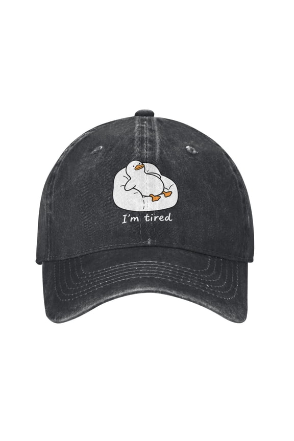 Funny Tired Duck Baseball Cap Denim Adjustable Cute Cartoon Duck Hat Gifts for Women Men Duck Lovers Adults
