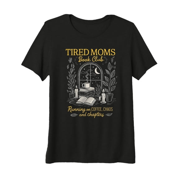 Funny Tired Moms Book Club Coffee Chaos Design Comfort Colors T-Shirt for Cozy Comfort