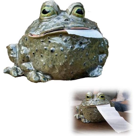Funny Toad Tissue Holder, Resin Frog Tissue Dispenser, Cute Animal Tissue Storage Container, Novelty Tabletop Decor for Home Bathroom Living Room Office, Unique Gift for Frog Lovers(Q)