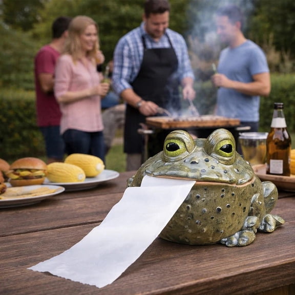 Funny Toads Tissue Box Cover, Ceramic Tissue Holder, Novelty Home Decor for Living Room Bathroom