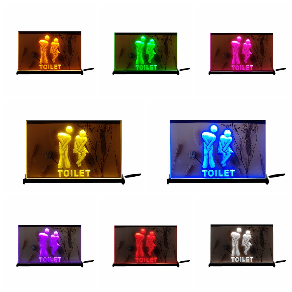 Funny Toilet Entrance Vintage LED Neon Sign-Posters,3DCarving,Wall,Home ...