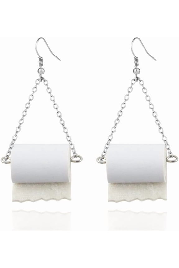 Funny Toilet Paper Earrings Dangle Earrings Handmade 3D Tissue Geometric Paper Roll, Style C4591
