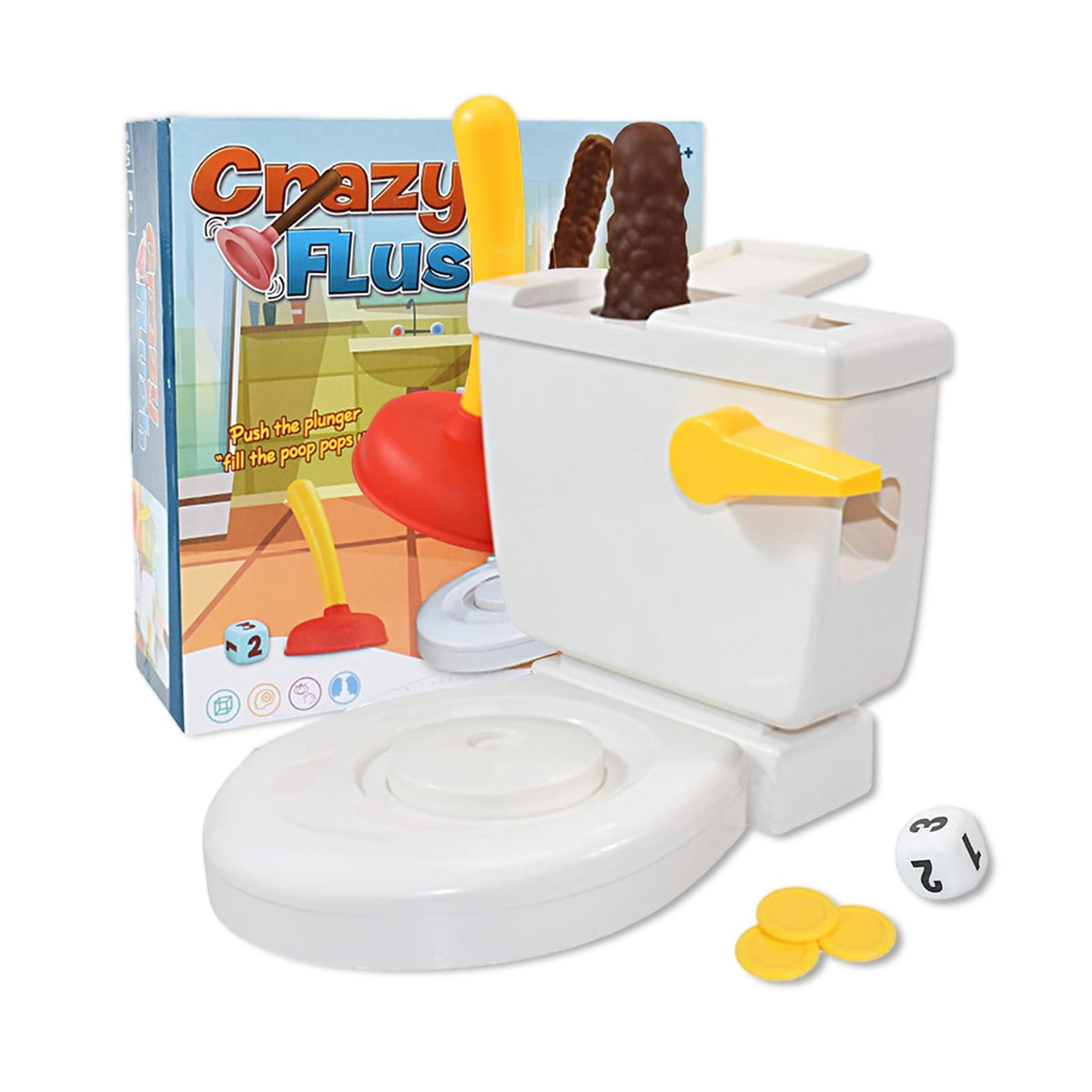 Funny Toilet Trick Toy Flush Frenzy Crazy Toilet Flush Game The Flying Poop For 2 4 Players Hilarious Family Game & Joke Toys For Adults And Kids