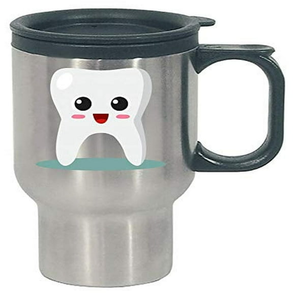 Funny Tooth Travel Mug - Happy Dentist Humor - Stainless Steel, 14 oz