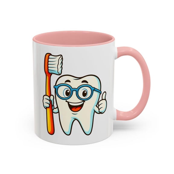 Funny Tooth with ToothbruS1H Mug, Cute C1Artoon Dental Coffee Cup Gift for Dentis, , Hygienis, and Oral Health Lovers with Humor