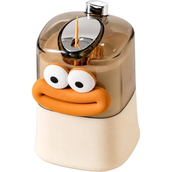 Funny Toothpick Dispenser Pop Up Cute Desk Accessories Kawaii Kitchen Decor Automatic Toothpick Box with Clear Cover Unique Novelty Gifts for Adults (Sausage Mouth)