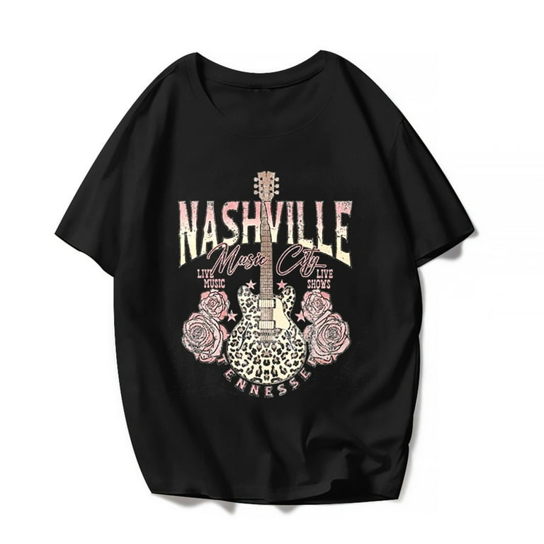 Womens Nashville T-Shirt - Country Music City Guitar Shirt Gift Womens Nashville T-Shirt - Country Music City Guitar Shirt Gift