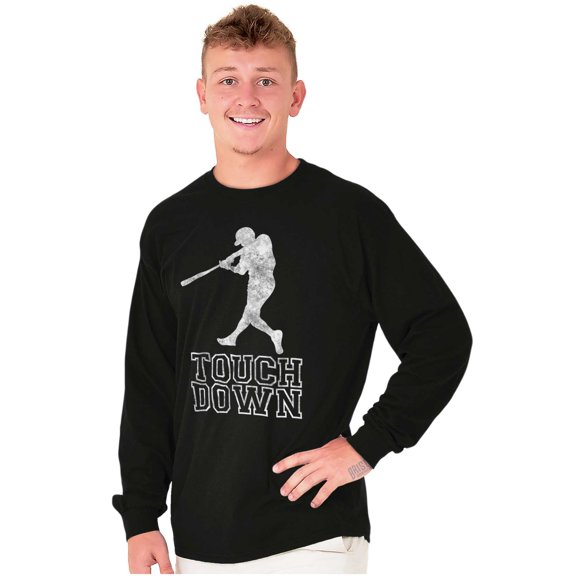 Funny Touch Down Baseball Swing Joke Long Sleeve TShirt Men Women Brisco Brands S