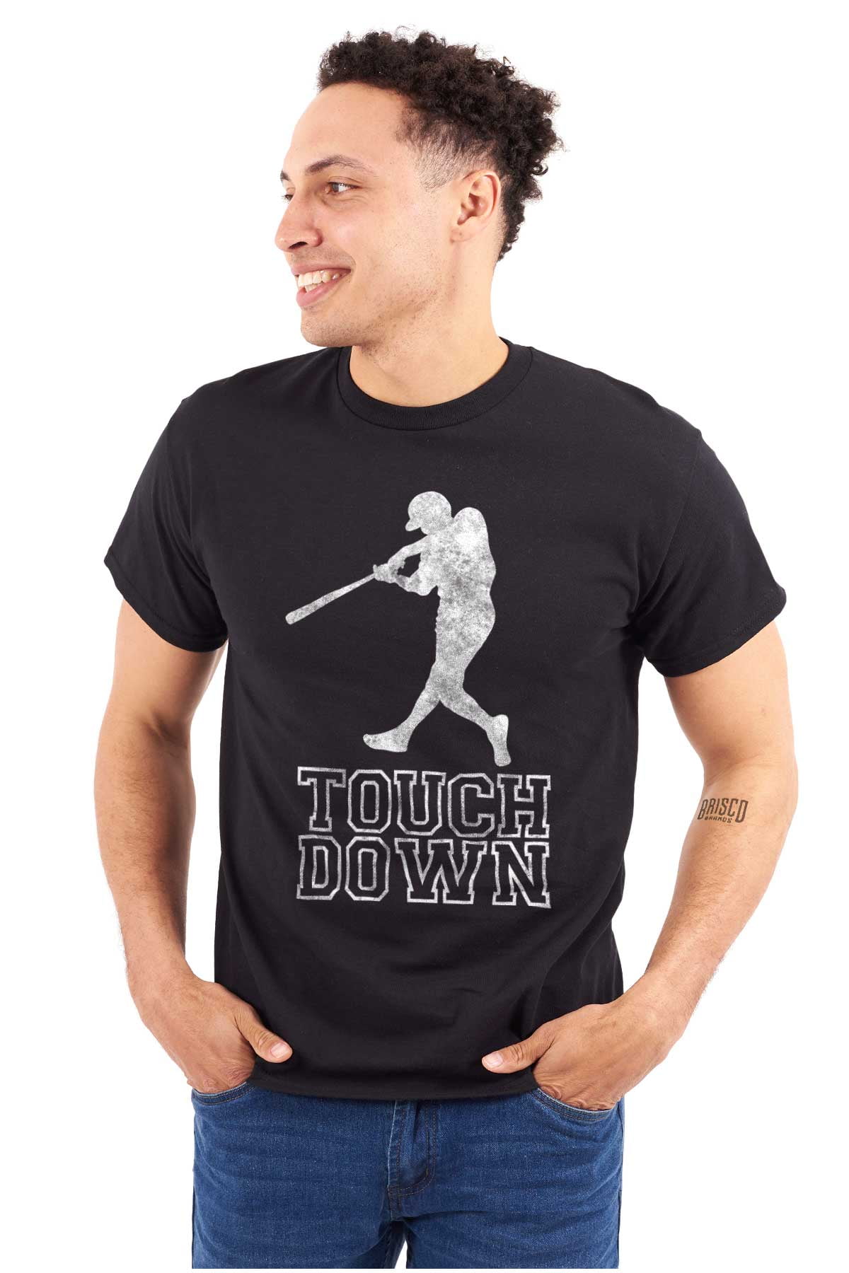 Funny Touch Down Baseball Swing Joke Men's Graphic T Shirt Tees Brisco Brands S