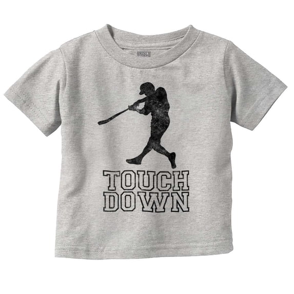 Funny Touch Down Baseball Swing Joke Toddler Boy Girl T Shirt Infant Toddler Brisco Brands 12M