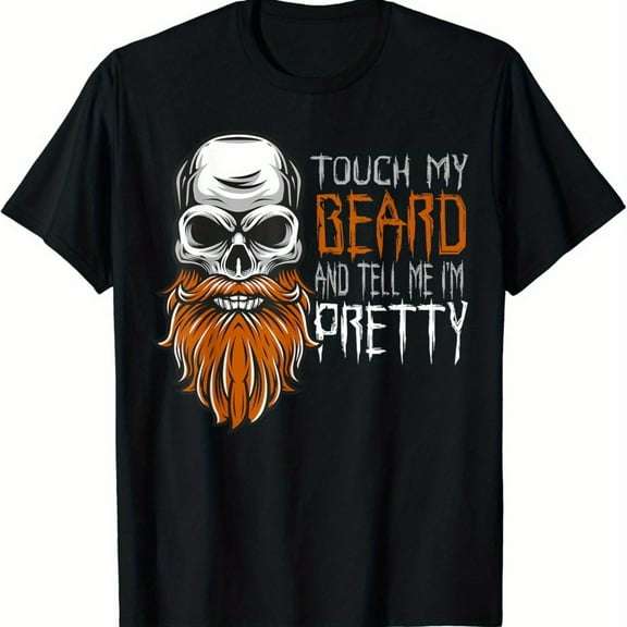 Funny 'Touch My Beard' Halloween T-Shirt for Men - 100% Cotton, Short Sleeve, Crew Neck, Regular Fit