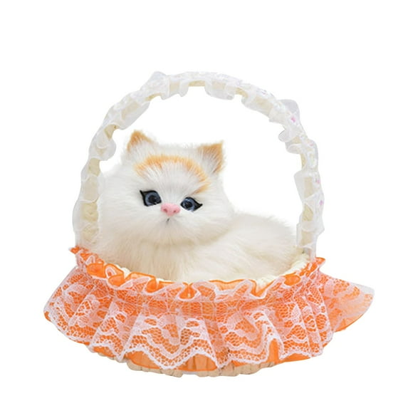 Funny Toys Cat in The Lace Hanging Basket Doll Toy Mini Cat in Shoe with Meows Sounds Sleeping Cute Kitty Toys for Kids Boys Girls