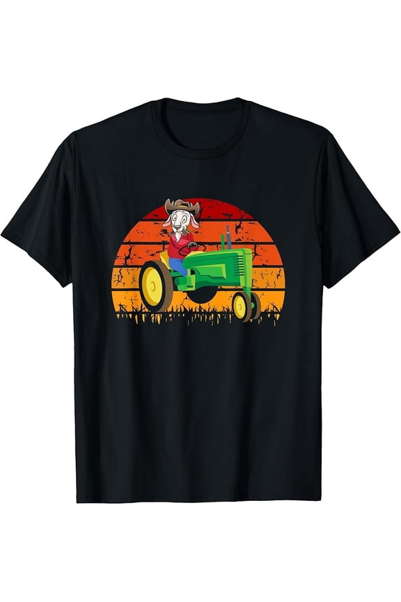 Funny Tractor Driver Farmer Goat Grass Chill Farming Live T-Shirt