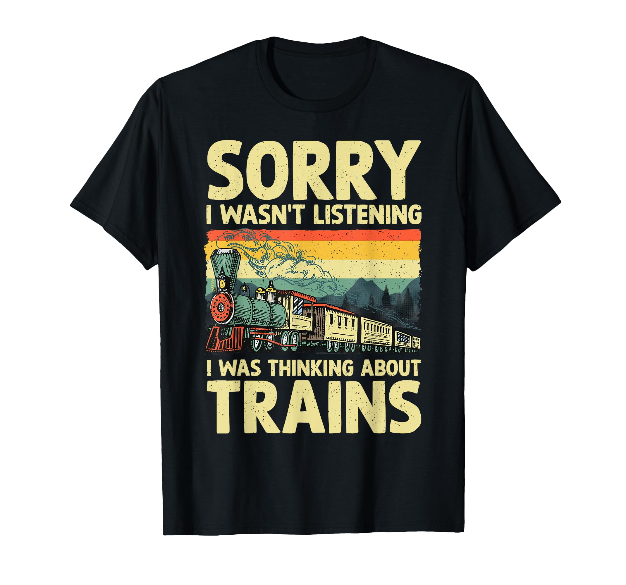 Funny Train Art For Men Boys Kids Locomotive Train Lover T-Shirt ...
