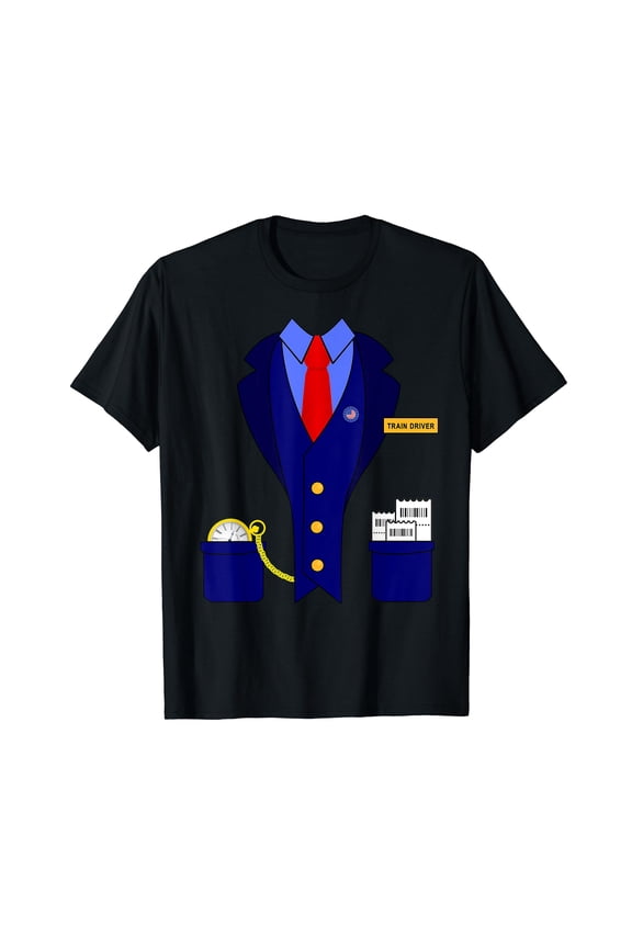 Funny Train Driver Conductor Model Railway Railroad Costume T-Shirt Black Tee