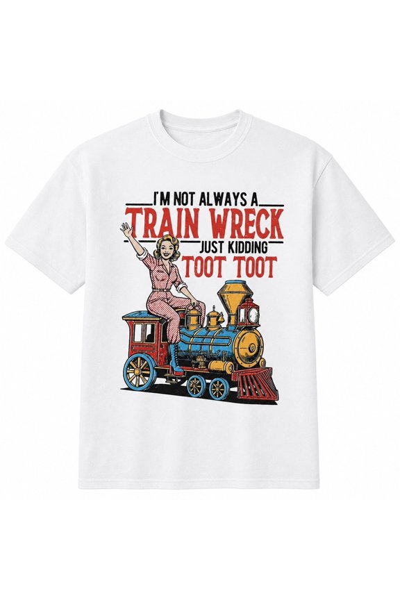 Funny Train Wreck T-Shirt, Retro Train Graphic Unisex Classic Tee