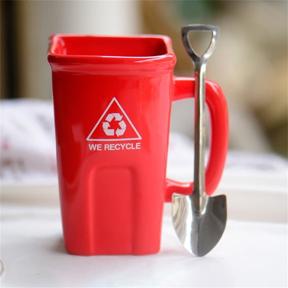 Funny Trash Can Mug With Handle Novelty Ceramic Coffee Cup Trash Can Tea Cup Reusable Water Cup Strange Ceramic Mug With Shovel,kitchen drinking cups