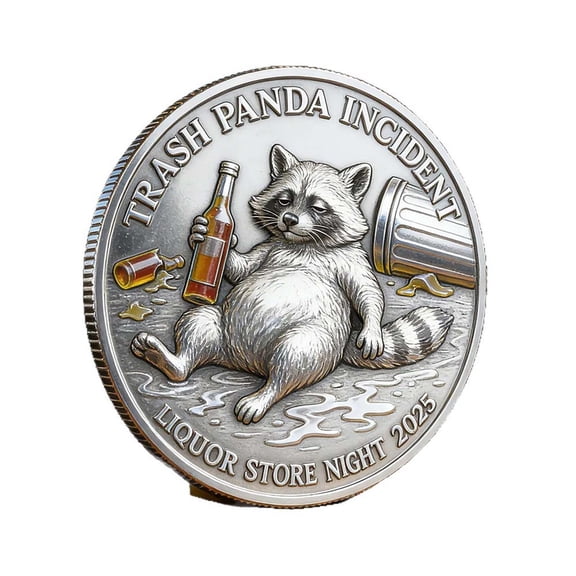 Funny Trash Panda Incident Commemorative Coin, Raccoon Beer Metal Coin Collectible Gift for Party Favors Joke Present, Memory Keepsake with Crisp Embossed Artwork