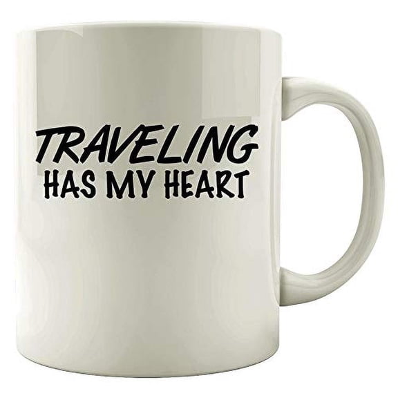 Funny Traveling Gift - Traveling Has My Heart - Adventure Design - vacation Present - planes Theme - Colored Mug