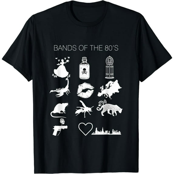 Funny Trendy Bands of the 80's Hair Bands Rock Bands, 1980's T-Shirt mens t irt men,black,women,misfits,journey ,boys
