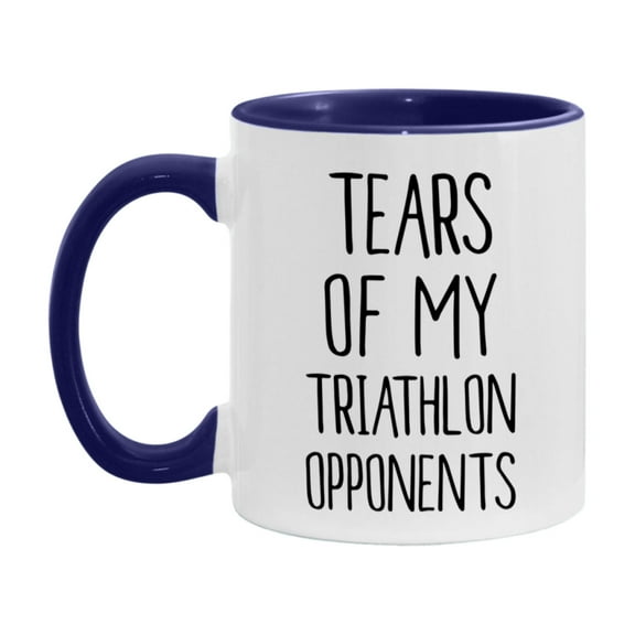 Funny Triathlon Mug, Tears Of My Triathlon Opponents, 11oz or 15oz White Ceramic Coffee Cup Gift for Triathlon Lovers