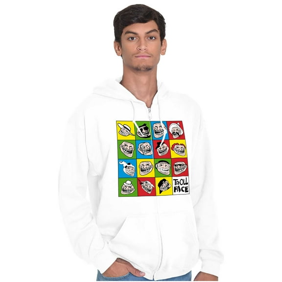 Funny Troll Face Internet Meme Unisex Plus Size Zip Hoodie Brisco Brands 4X