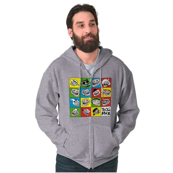 Funny Troll Face Internet Meme Unisex Plus Size Zip Hoodie Brisco Brands 4X