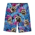 thumbnail image 1 of Funny Tropical Raccoon Hawaiian Shorts For Men Racoon Mens Tropical Shorts Men Swim Trunks Mens Shorts, 1 of 7