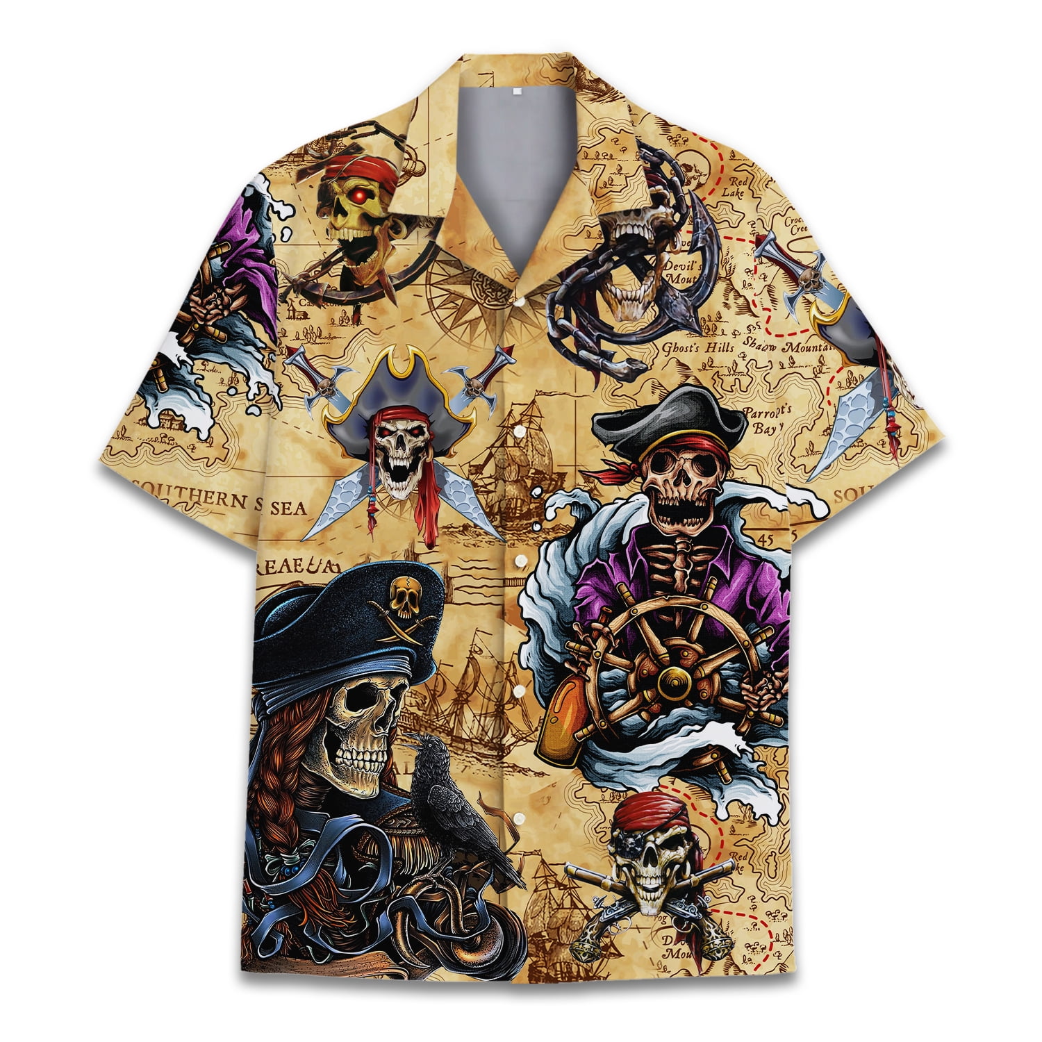 Funny Tropical Skeleton Hawaiian Shirt for Men Shirt Floral Aloha Mens ...