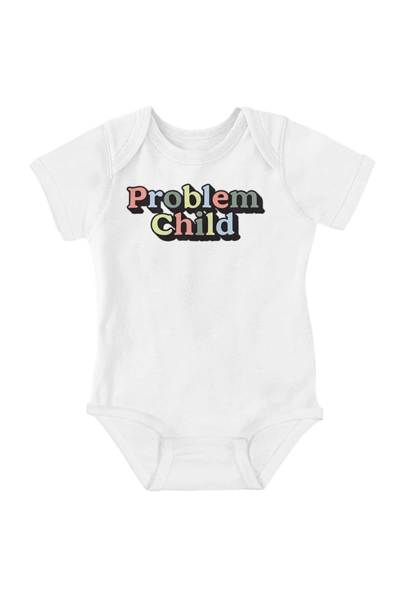 Funny Troublemaker Problem Child Romper Boys or Girls Infant Baby Brisco Brands NB