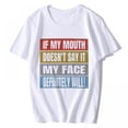 thumbnail image 1 of Funny Tshirt for Women If My Mouth Doesnt Say It My Face Casual Short Sleeve Top White 3X-Large, 1 of 4