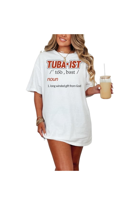 Funny Tuba Player Dictionary Style, White Comfort Colors T-Shirt, XL