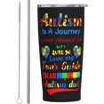 thumbnail image 1 of Funny Tumblers Autism Is A Journey Autism Awareness Dad Stainless Steel Mug 304 Stainless Steel Car Water Cup With Straw 20 Oz 600ml Adult Youth Man Woman Drinking Glass, 1 of 6