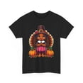 thumbnail image 1 of Funny Turkey Girl Pilgrim Thanksgiving Graphic Tees for Men,Pattern printing，Comfort T-Shirt, Relaxed Fit Tops，Cute，cotton，black，S-5XL, 1 of 1