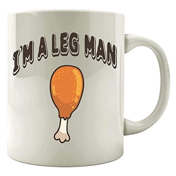 Funny Turkey Leg Man 11 oz Coffee Mug - Humorous Thanksgiving White Ceramic Gift