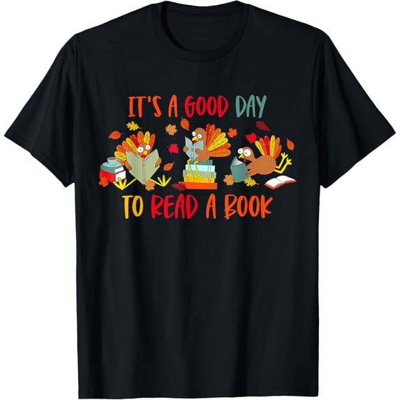 Funny Turkey Reading Book Librarian Bookworm Thanksgiving T-Shirt