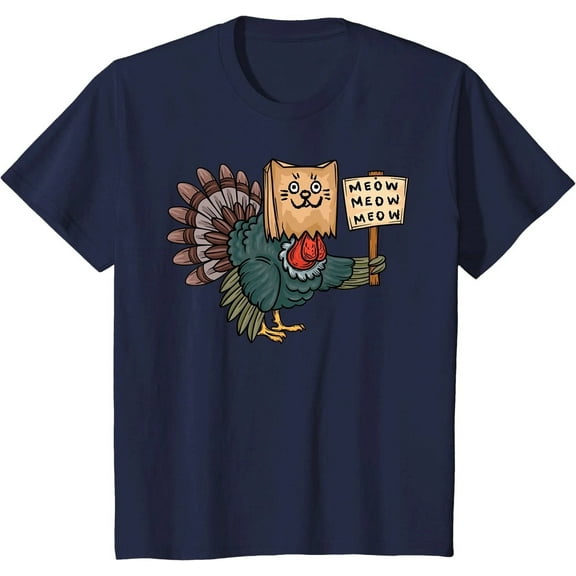 Funny Turkey Thanksgiving Cat Tee Thanksgiving Youth Unisex T-shirt