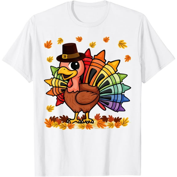 Funny Turkey Thanksgiving Turkey Tee Art Teacher Men Women T-Shirt,Top Tees,Whiet